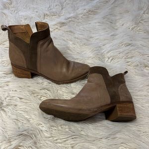 Korks Thyone Leather Ankle Booties Size 7.5 brown heeled boots